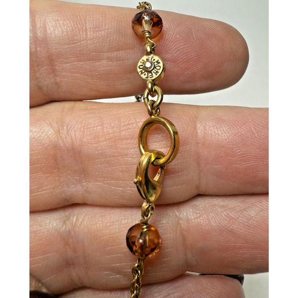 Vintage 40" Monet Gold Tone Jewel Tones Station Necklace Green Purple Faceted - Picture 5 of 6